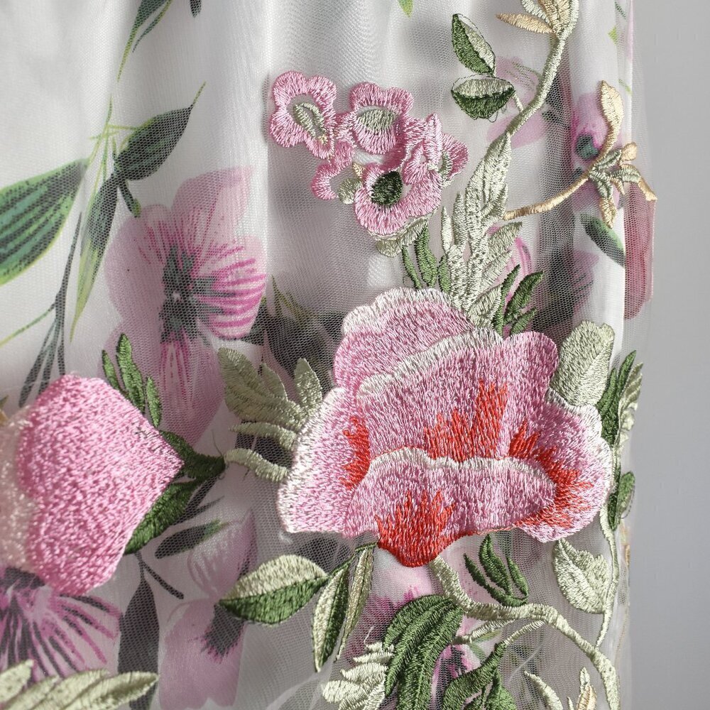 Spense Floral Embroidered Tulle Overlay Shift Dress NEW - L - Picture 4 of 12